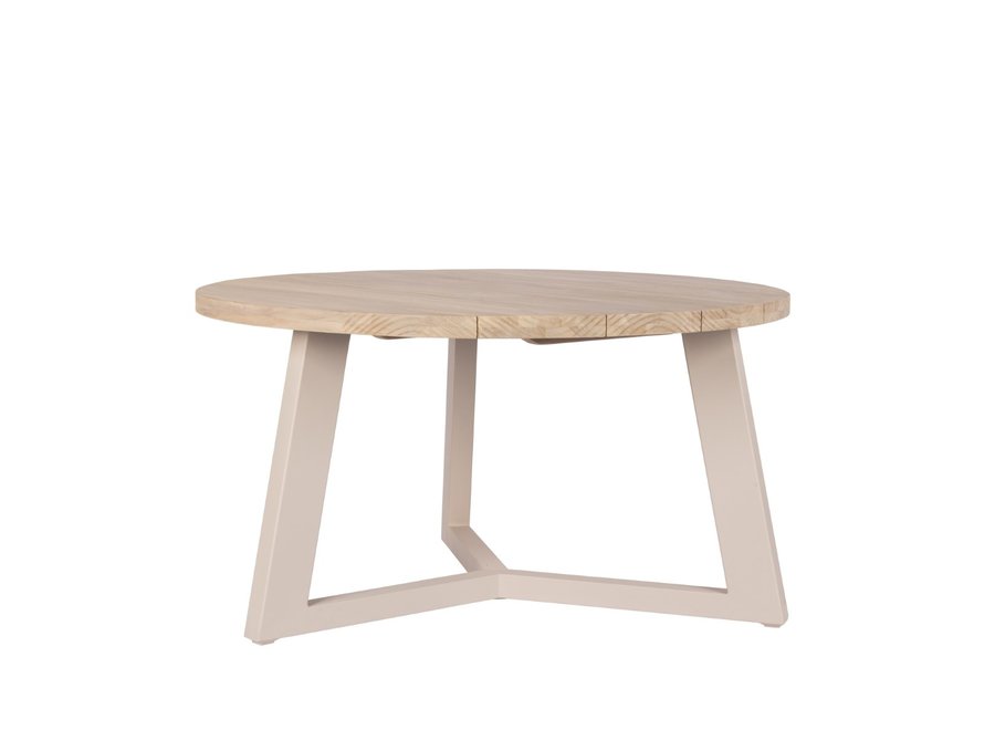 Garden table 'Dylan' Ø140x76cm - Linen/Teak aged Finish