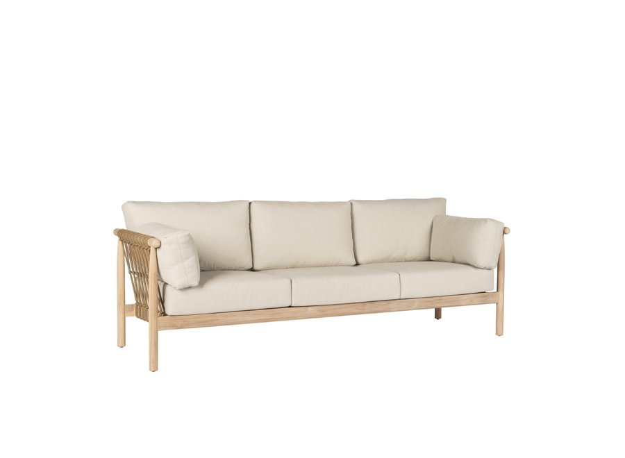 Lounge sofa 'Rik' - Aged Teak Finish/Camel