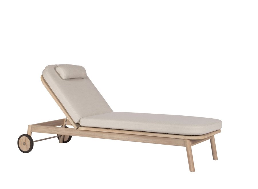 Lounger 'Toya' - Aged Teak Finish/Camel