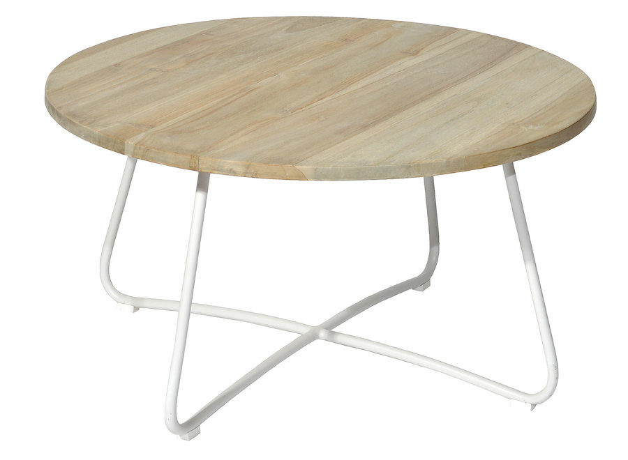 Table de salon 'Lily' Ø80.5x43cm - Stone White