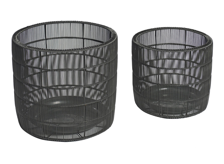 Planter 'Bo' set of 2 - lava