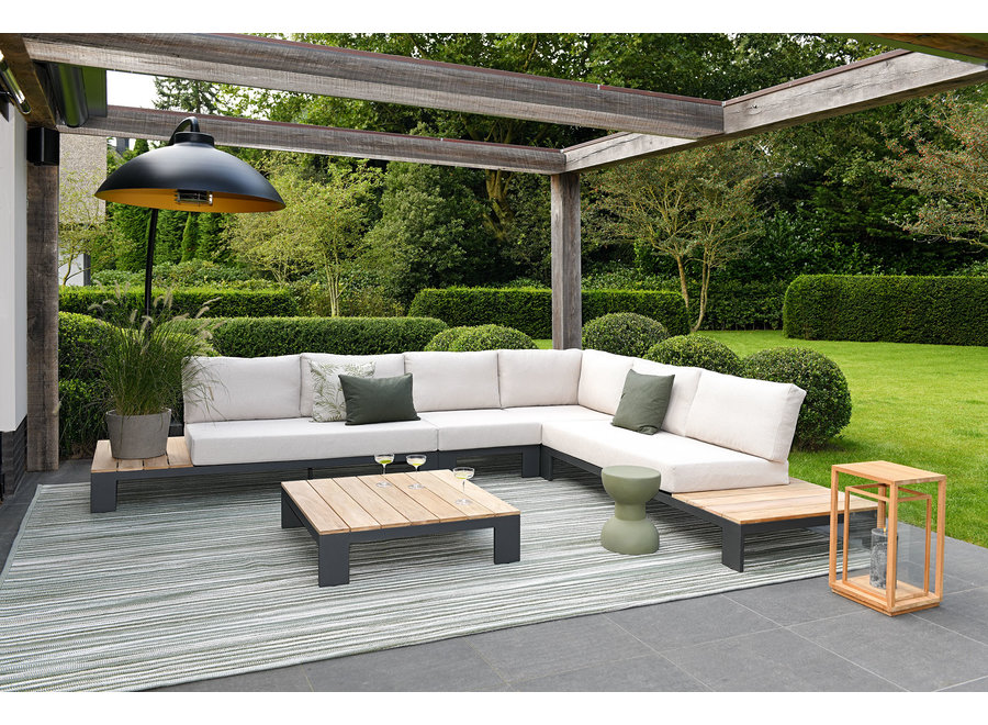 Lounge set 'Mick' end module left - Anthracite Teak