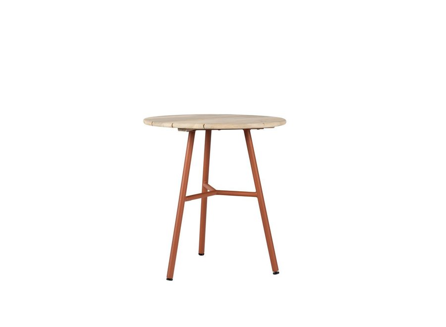 Garden table 'Arda' Ø70x76cm - Coral/Teak aged Finish