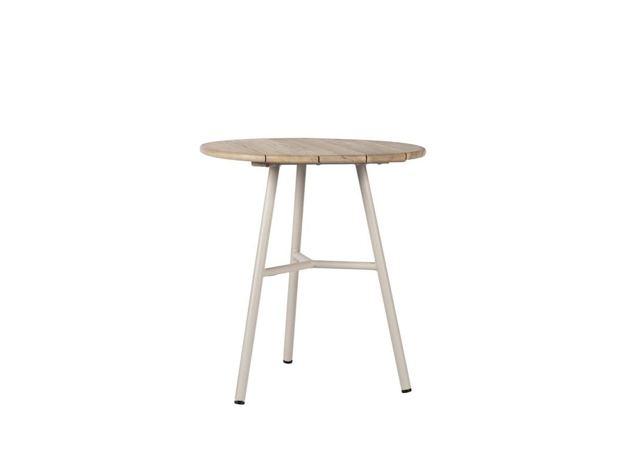 Garden table 'Arda' Ø70x76cm - Linen/Teak aged Finish