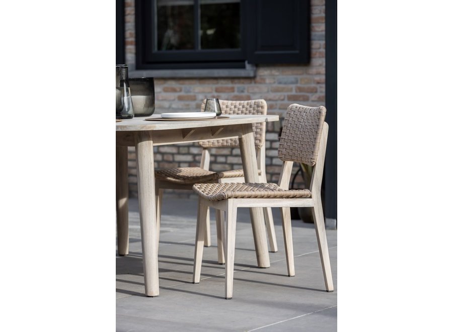 Tuinstoel 'Charlotte' zonder armleuming - Aged Teak Finish/Linen