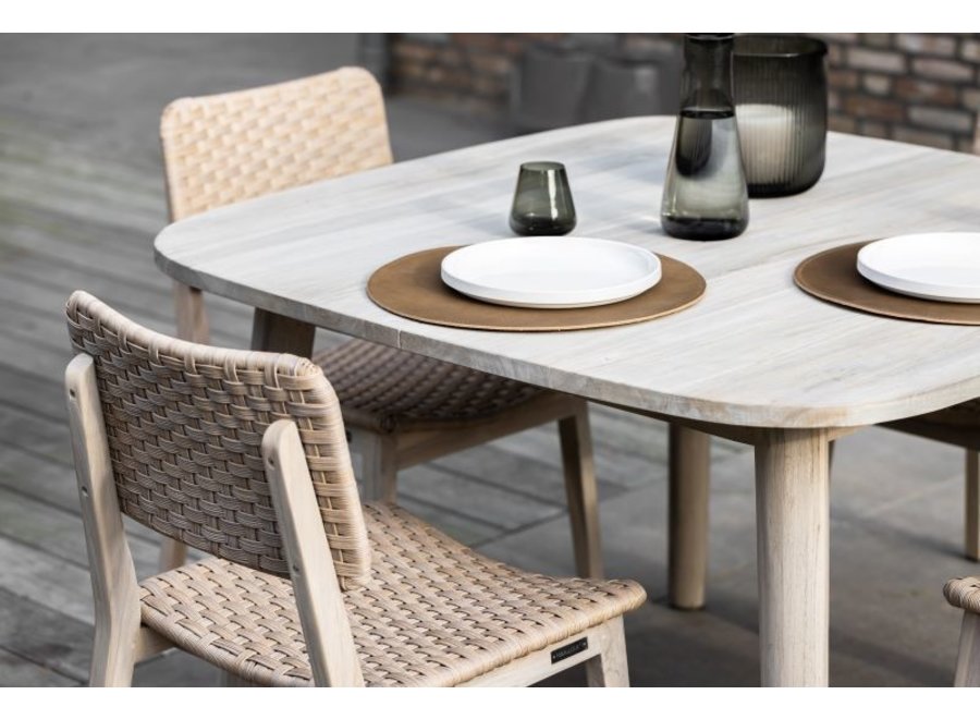 Tuinstoel 'Charlotte' zonder armleuming - Aged Teak Finish/Linen