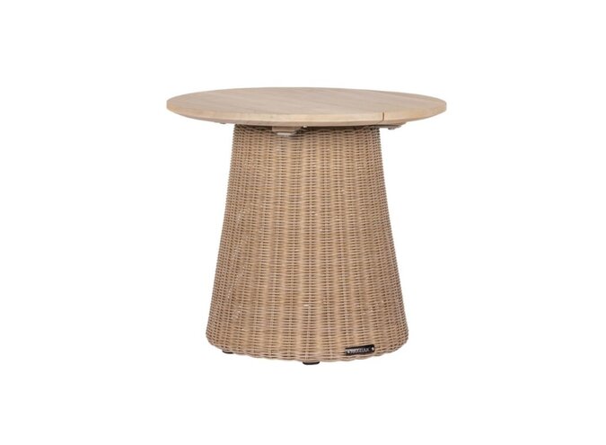 Table d'appoint 'Claire' Ø50x45cm - Aged Teak Finish/Linen