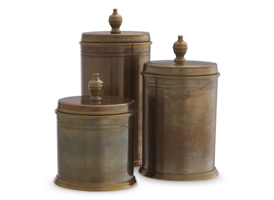 Luxe biscuit Box 'Gaston' set van 3  - Brass