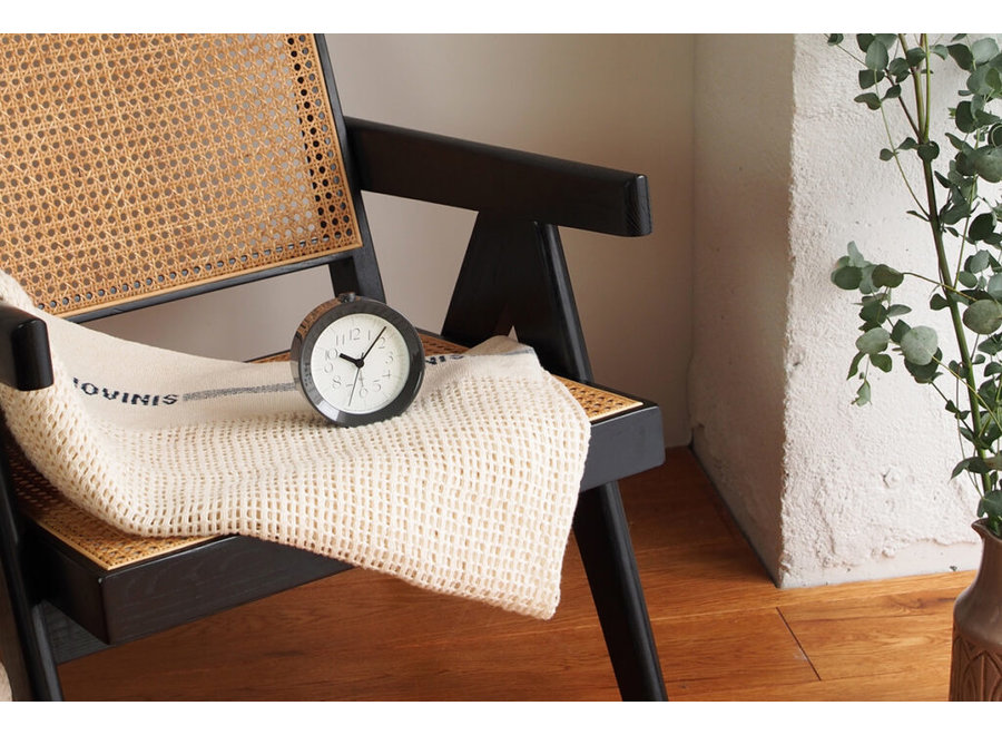 Classic RIKI alarm clock made of wood in gray or white