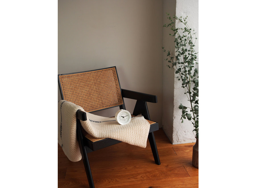 Classic RIKI alarm clock made of wood in gray or white