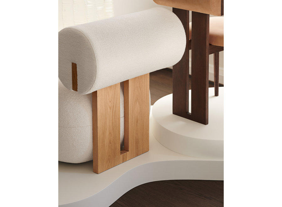 Lounge chair 'Hippo' - Bouclé & wood