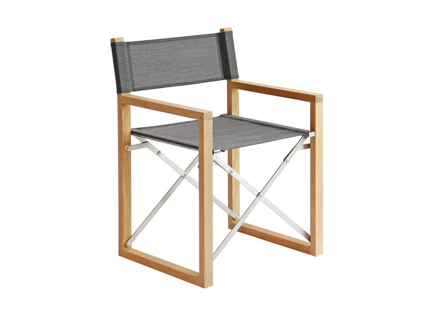 Fauteuil metteur en scène 'Antibes' - Teak/rvs/Eden Batyline Shadow