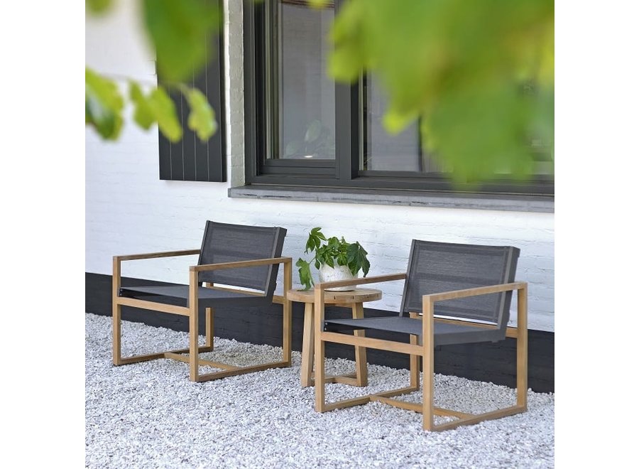 Low dining chair 'Urbino' - Teak/Eden Batyline Shadow