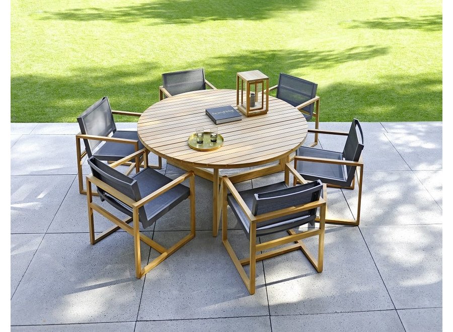 Low dining stoel 'Urbino' - Teak/Eden Batyline Shadow