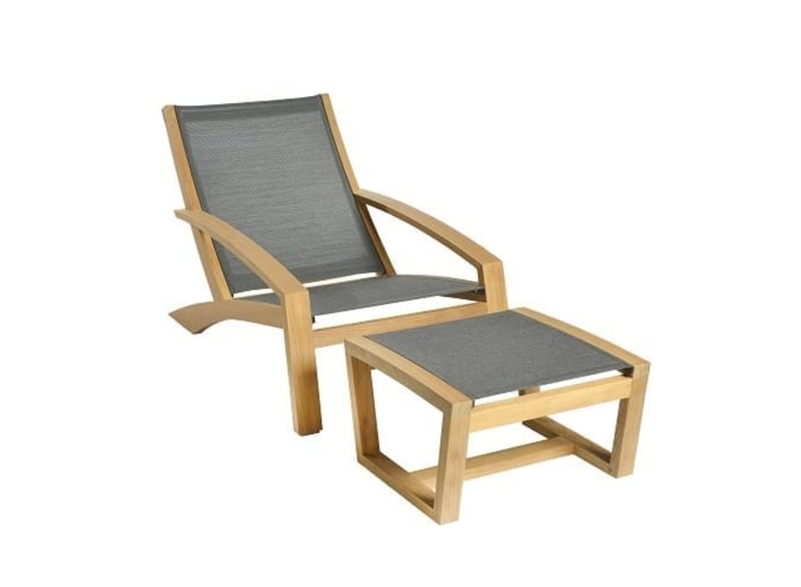 Luxx niedriger Fußhocker Teak/Eden Batyline Shadow