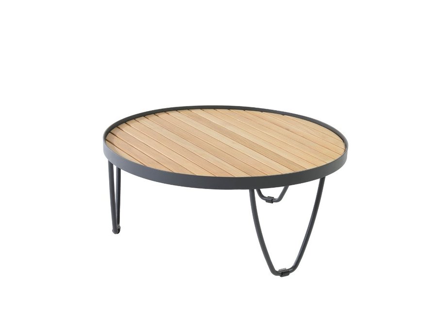 Loungetafel 'Pesaro' Ø80x35cm - Teak/Alu Anthracite