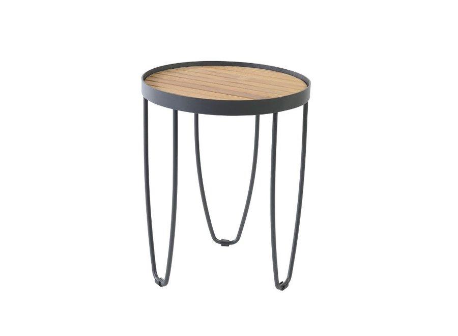 Side table 'Pesaro' Ø45.5x56.5cm - Teak/Alu Anthracite