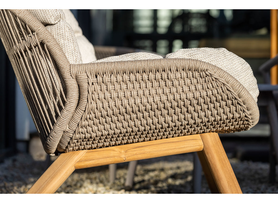 Lounge chair 'Barrel' low back - Teak/Sepia grey