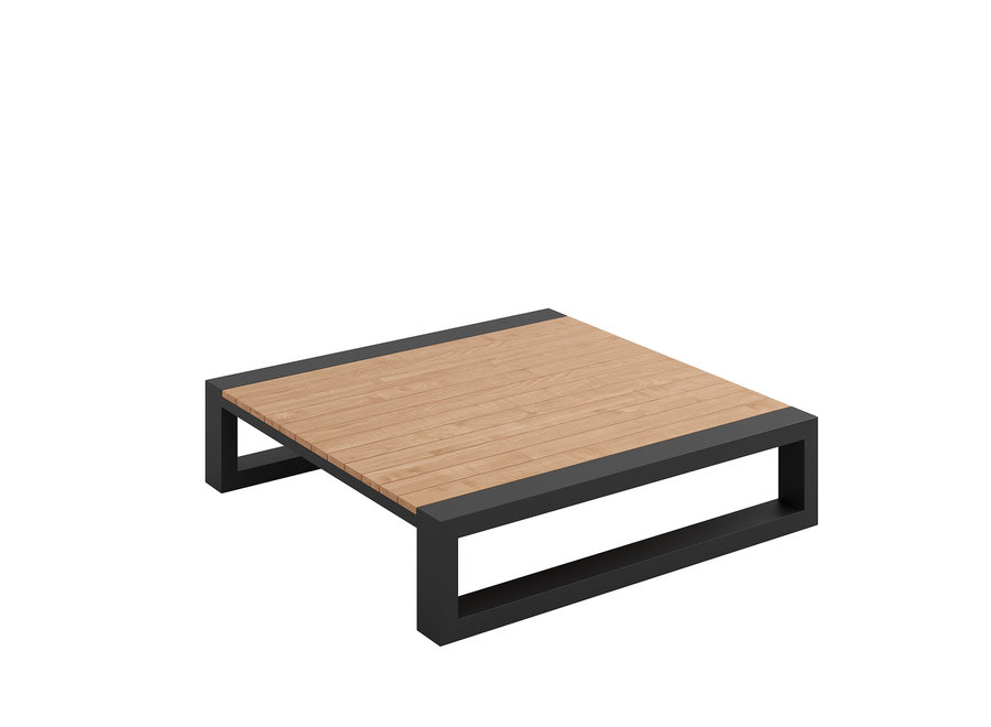 Loungetafel 'Ribbon' 120x120x30cm - Alu Anthracite/Teak