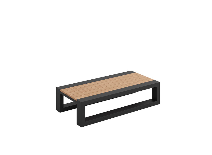 Table d'appoint 'Ribbon' 120x60x30cm - Alu Anthracite/Teak