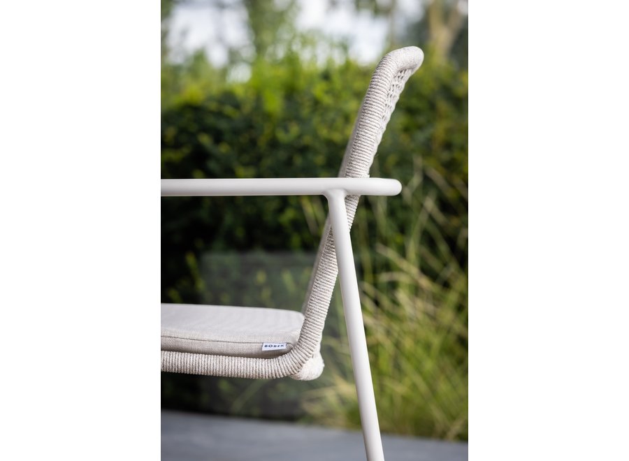 High dining chair 'Mira' - White/Taupe
