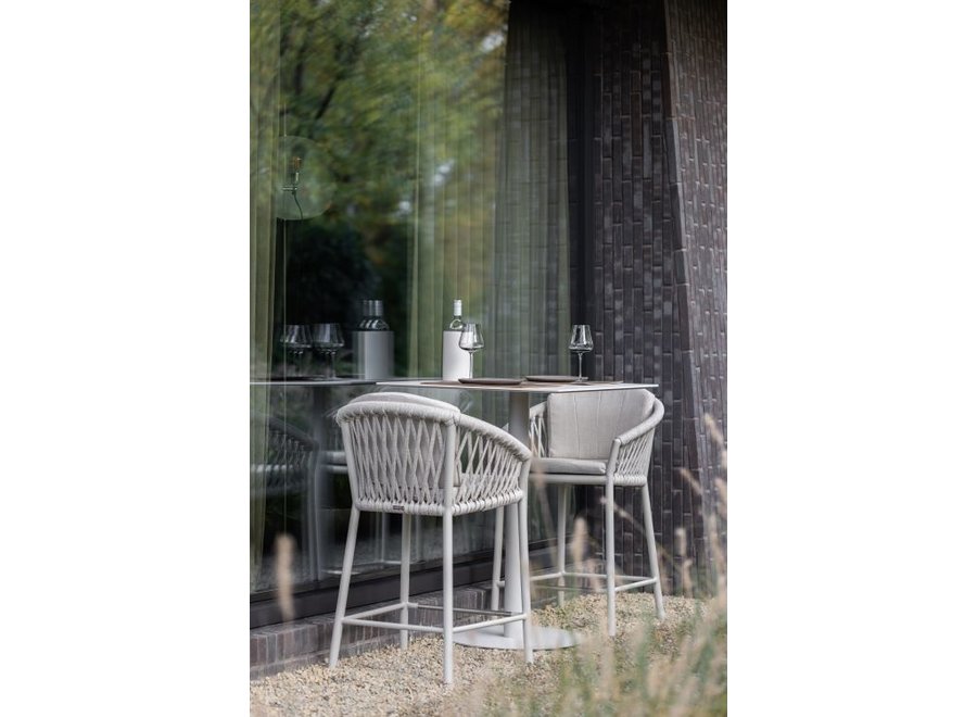 High dining chair 'Majinto' - Chalk White / Taupe