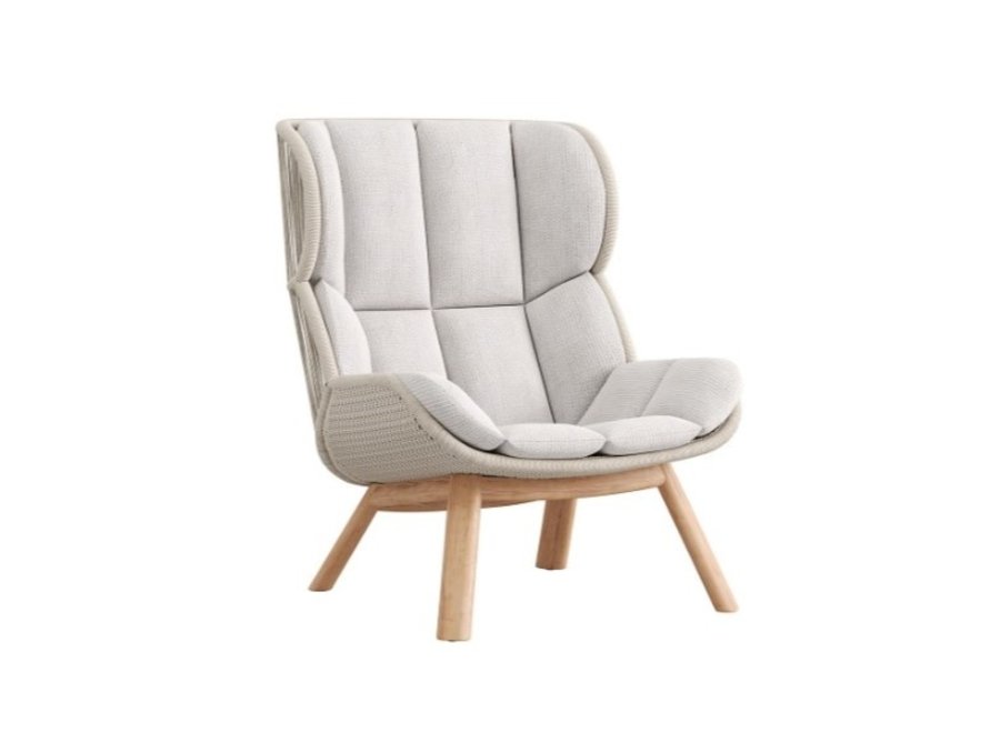 Lounge chair 'Barrel' high back - Teak/Sepia grey