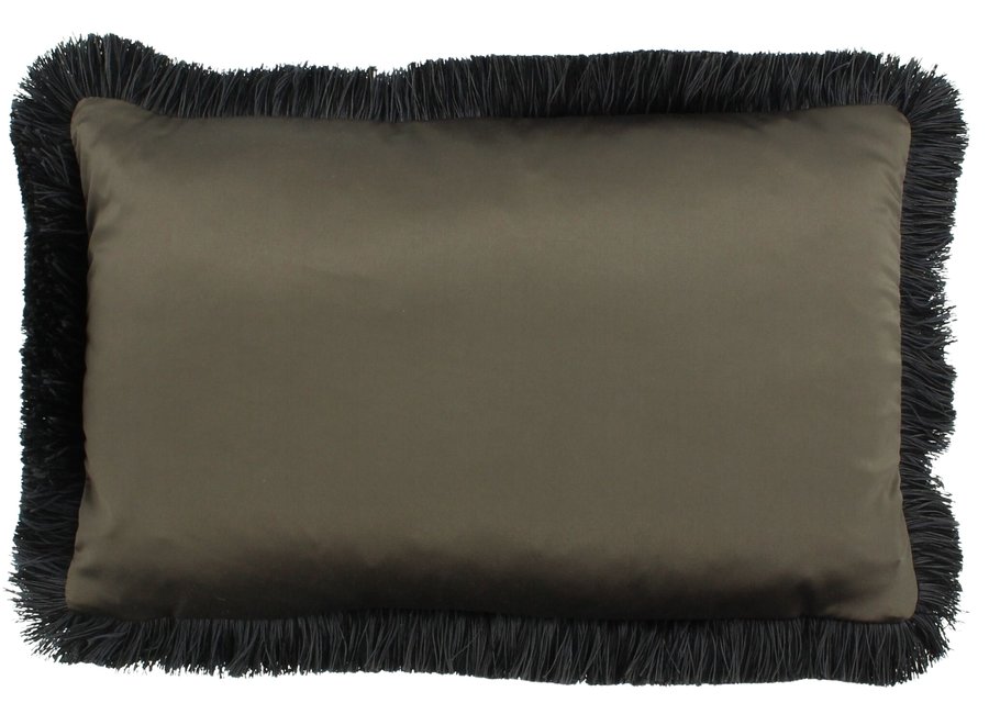 Cushion Dafne Brown 170 + Fringe Black/Taupe