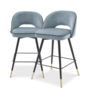 Tabouret de comptoir 'Cliff' lot de 2 - Savona blue velvet