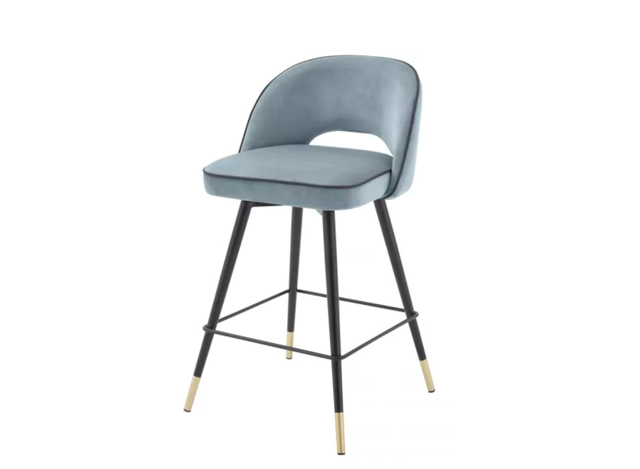 Counter stool 'Cliff' set of 2 - Savona blue velvet