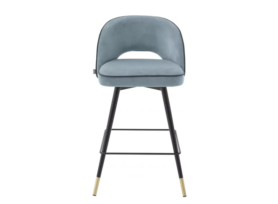 Tabouret de comptoir 'Cliff' lot de 2 - Savona blue velvet