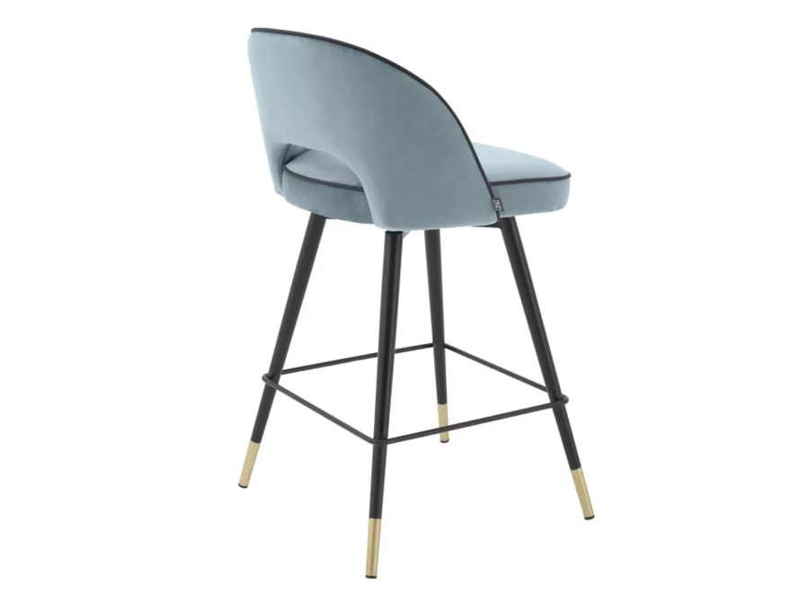 Tabouret de comptoir 'Cliff' lot de 2 - Savona blue velvet