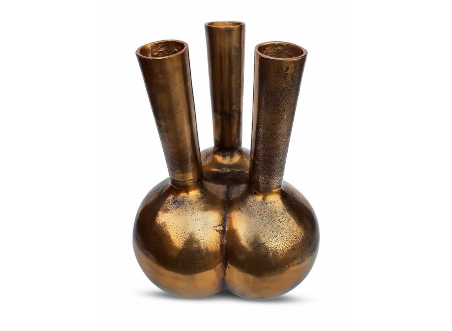 Horn vase '3 mouth' bronze/gold