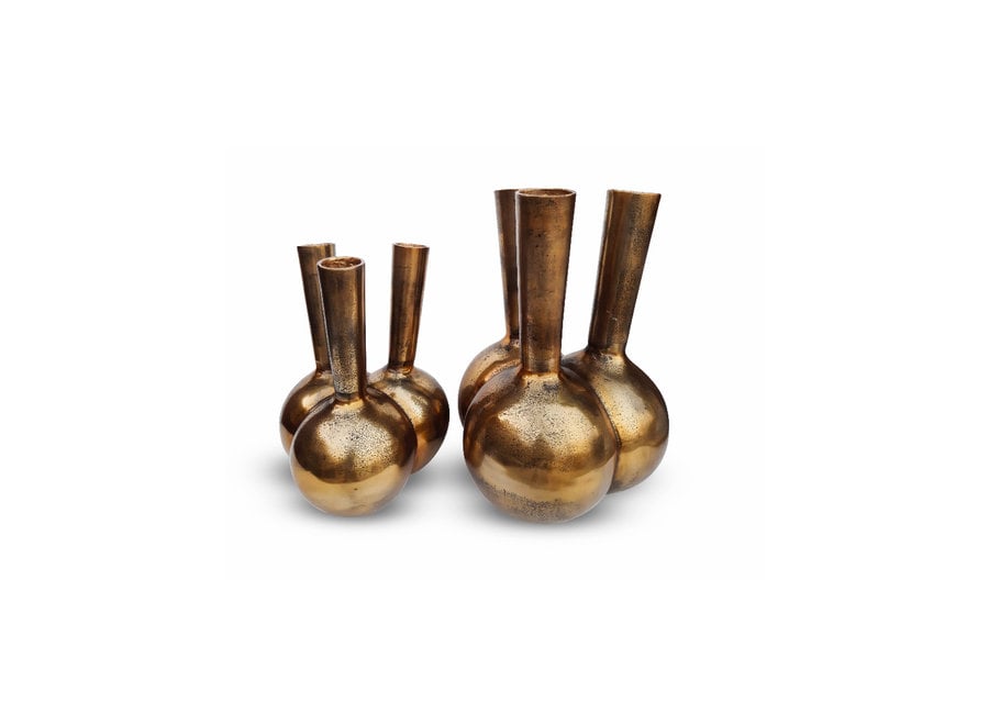 Horn vase '3 mouth' bronze/gold