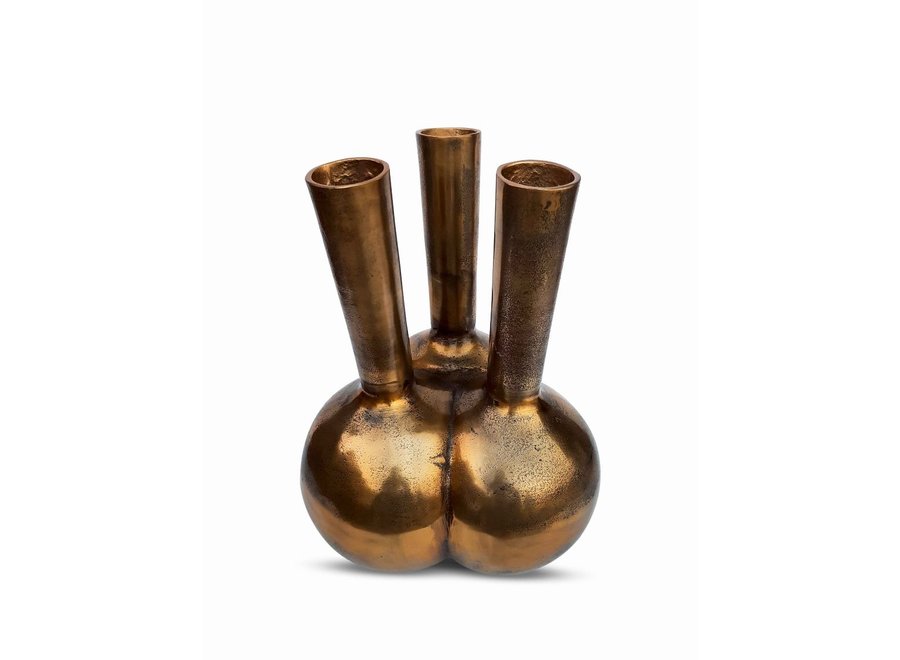 Vase en corne '3 bouches' bronze/or - S