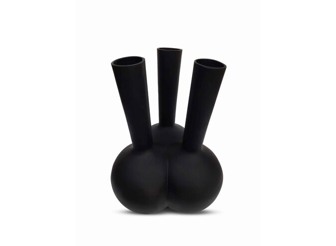 Horn vase '3 mouth' Matt Black - S