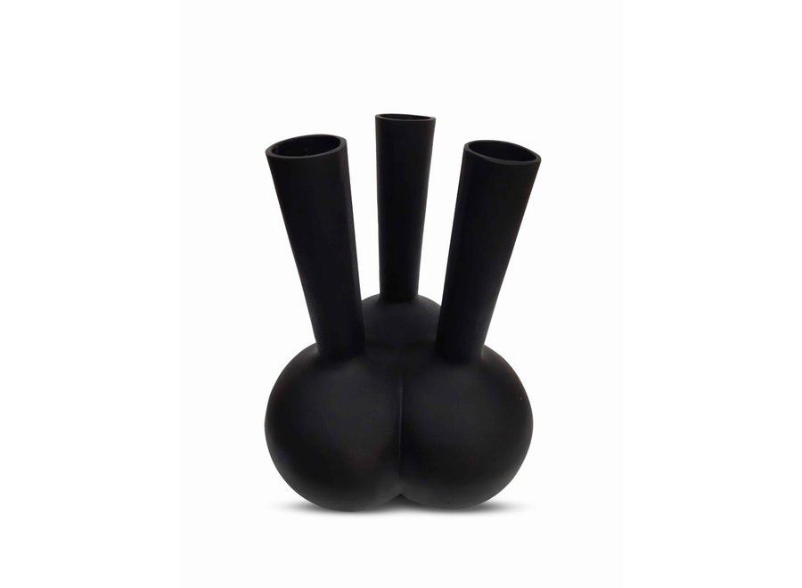 Horn vase '3 mouth' Matt Black - S