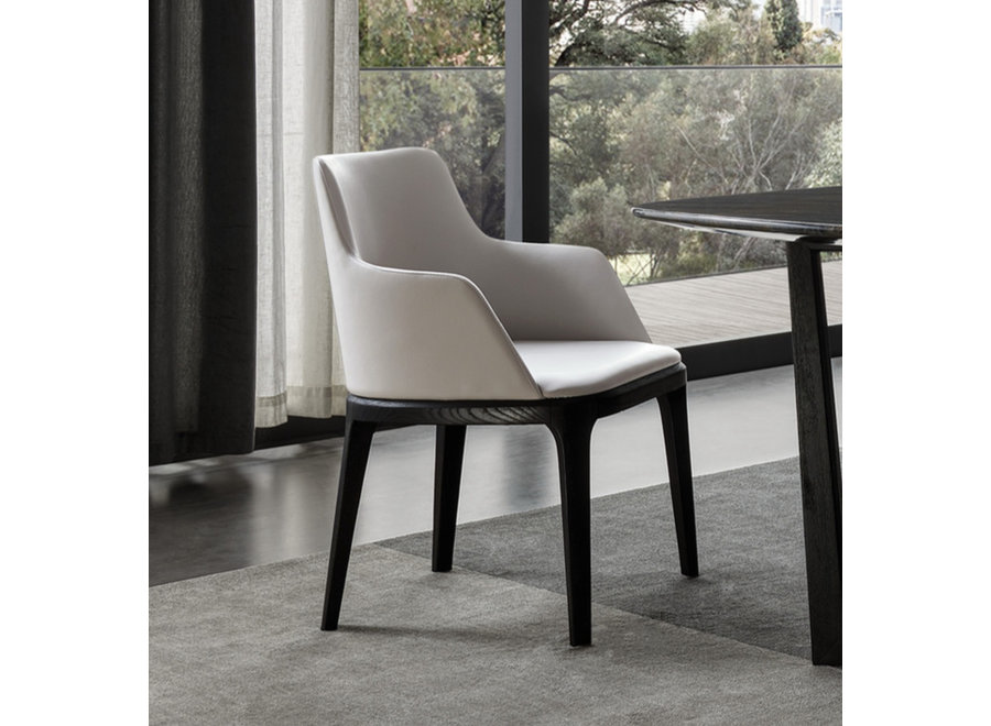 Dining room chair 'Febe' - Stone Grey artificial leather