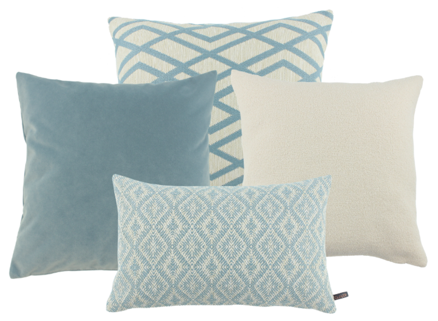 Cushion combination W| Outdoor Iced Blue: Calita, Kamari, Playana & Kisa