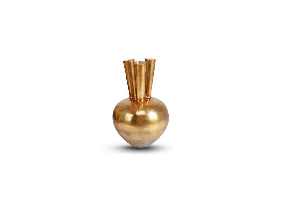 Horn vase '3 mouth' oval bronze/gold - S