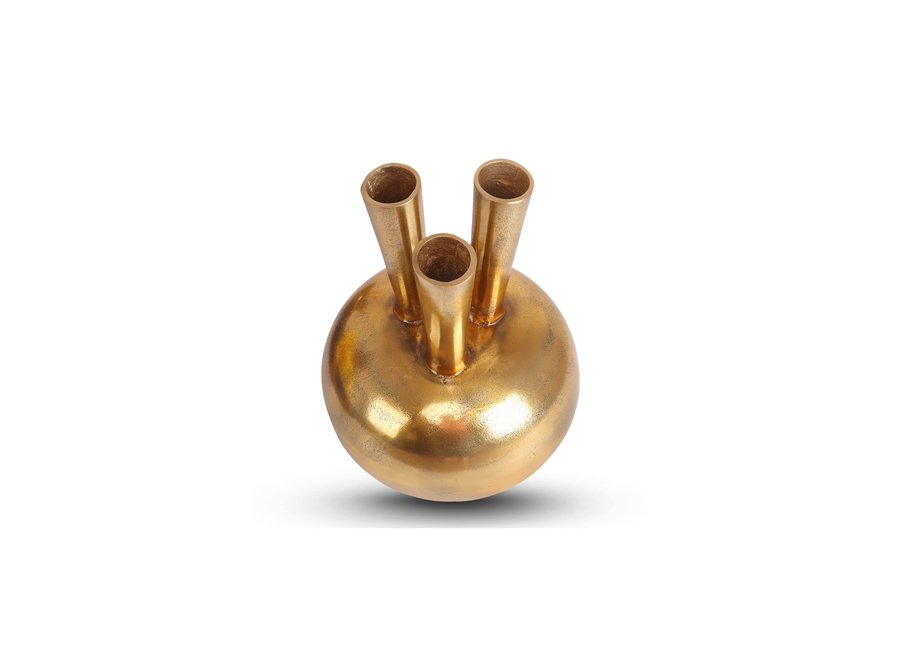 Toetervaas '3 mouth' ovaal bronze/gold - S