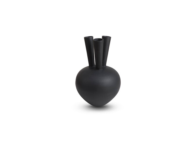 Vase en corne '3 bouches' ovale noir mat - S