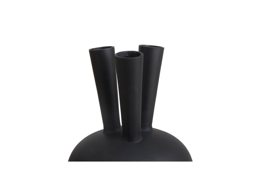 Horn vase '3 mouth' oval matte black - S