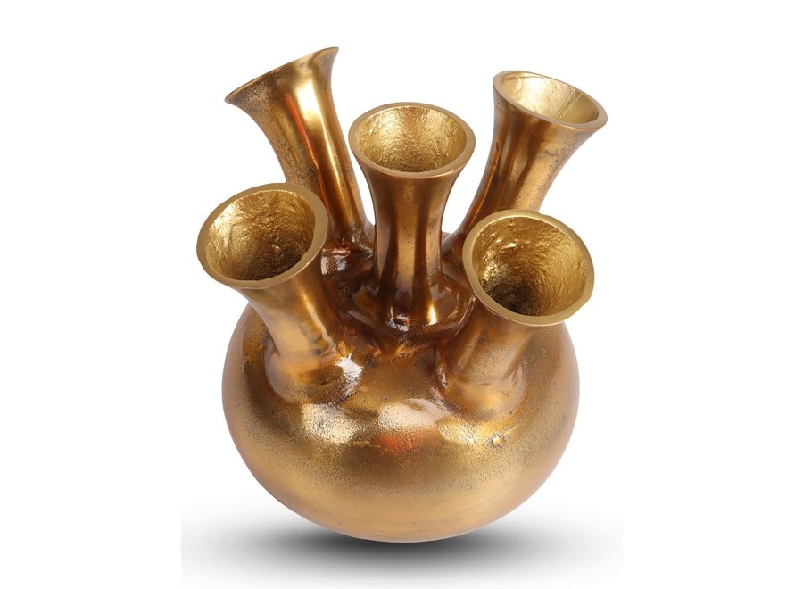 Horn vase '5 mouth' bronze/gold - S