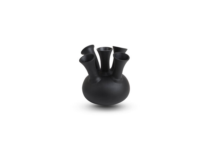 Horn vase '5 mouth' matte black - S