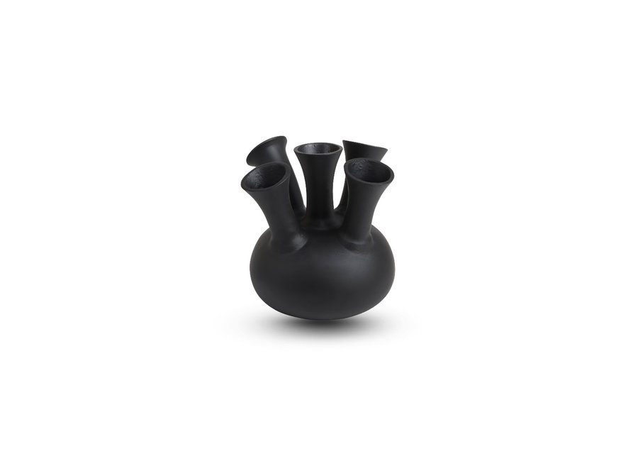 Horn vase '5 mouth' matte black - S