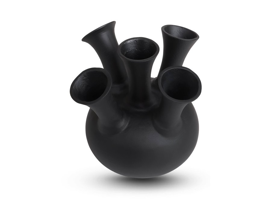 Hornvase '5 Mund' mattschwarz - S