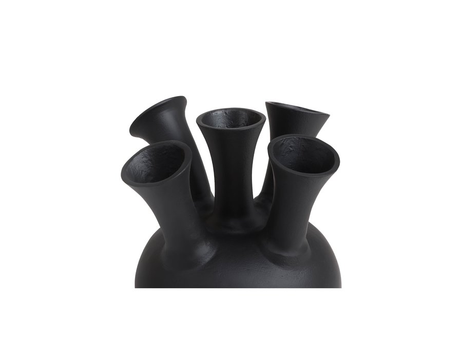Horn vase '5 mouth' matte black - S
