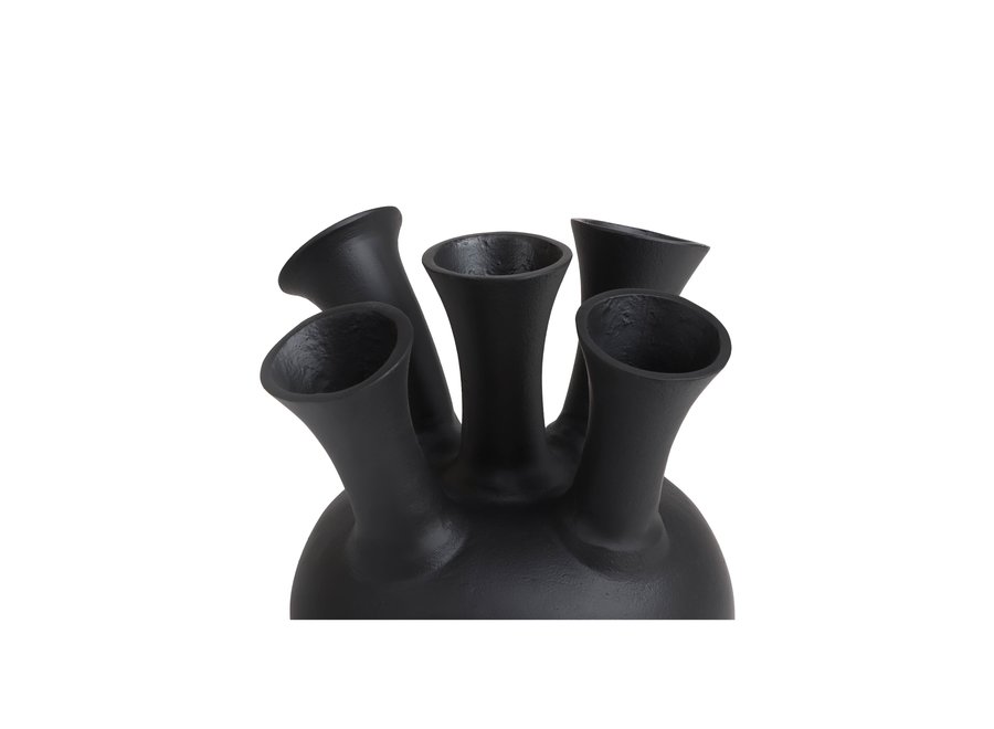 Hornvase '5 Mund' mattschwarz - S