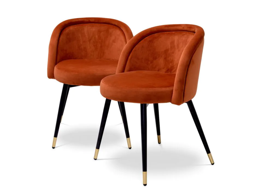 Dining chair 'Chloé' set of 2 - Savona orange velvet